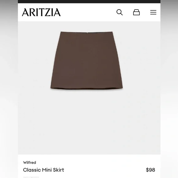 Aritzia Wilfred Classic Mini Skirt Sz 6 Rich Chestnut - Picture 8 of 8